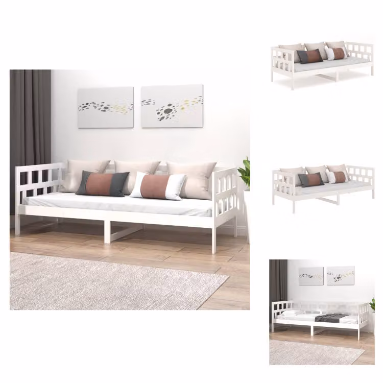 vidaXL Letto da giorno in pino massiccio bianco 80x200 cm - Letti e reti
