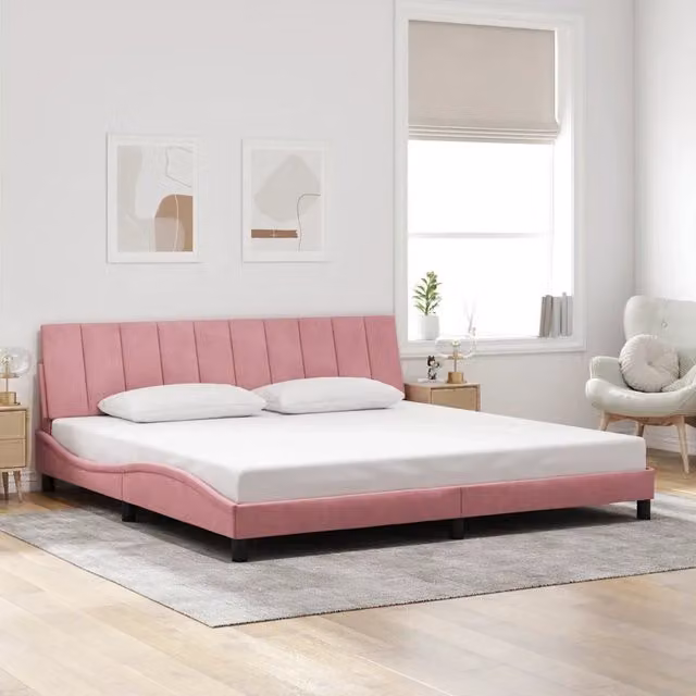 Giroletto Hanko vidaXL in Velluto Rosa con Struttura Imbottita L/P/H: 200 x 205 x 74,5 cm – 1