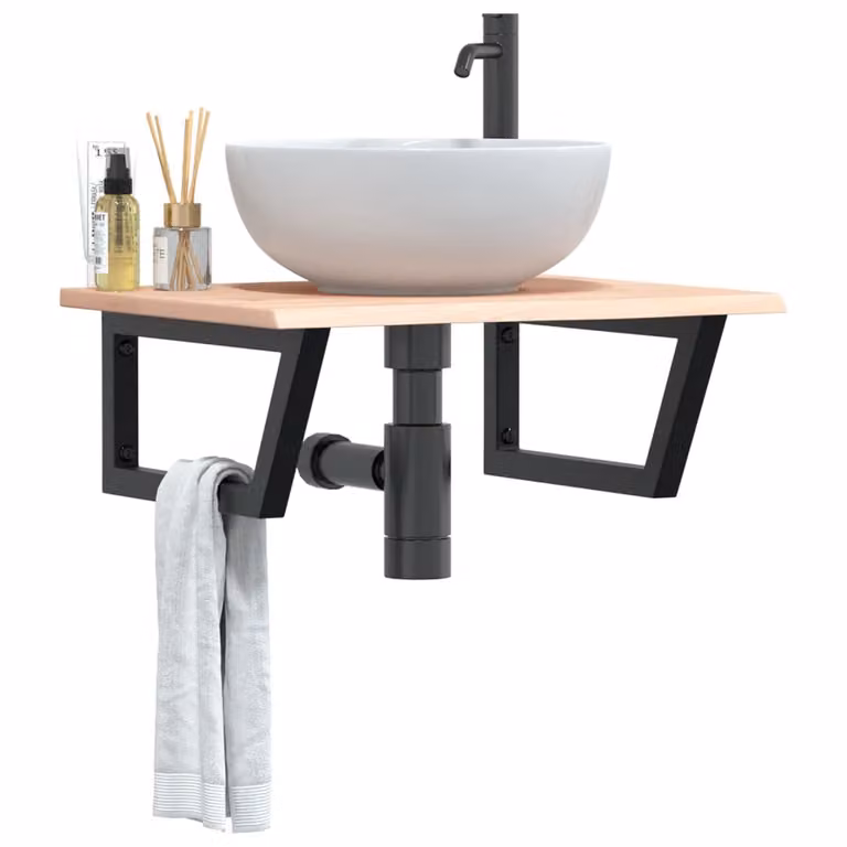 vidaXL Ripiano a Parete per Lavabo in Rovere e Metallo Nero e Marrone