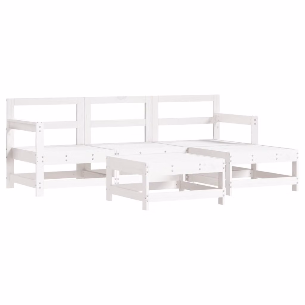 Set Salotto da Giardino 5 pz Bianco in Legno Massello di Pino