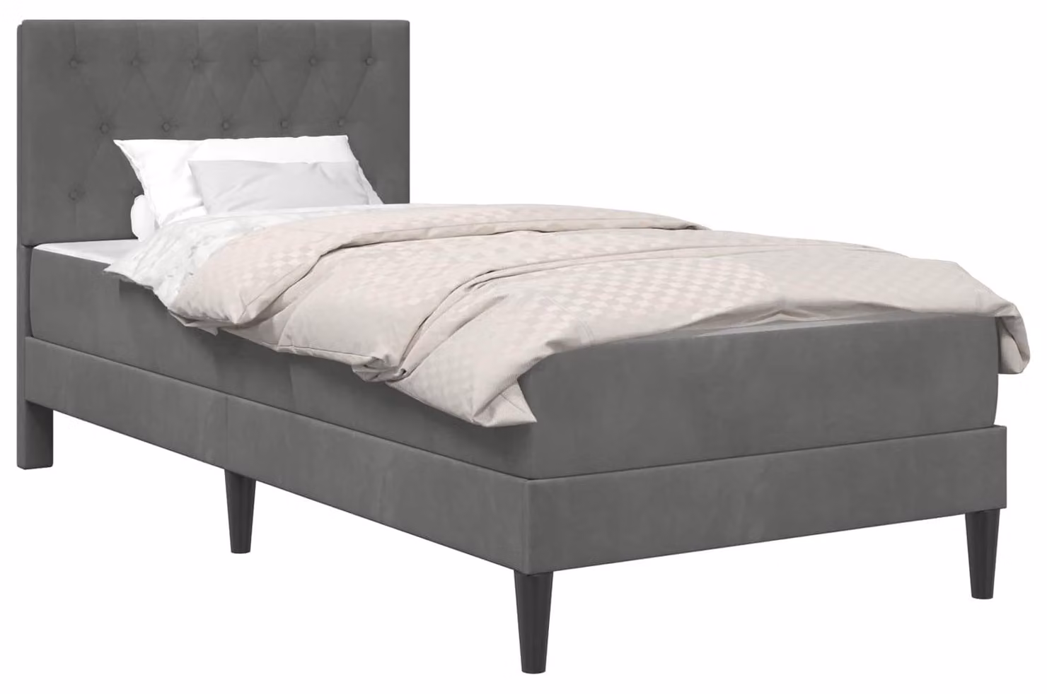 Struttura letto con materasso Grigio scuro 90 x 190 cm Velluto