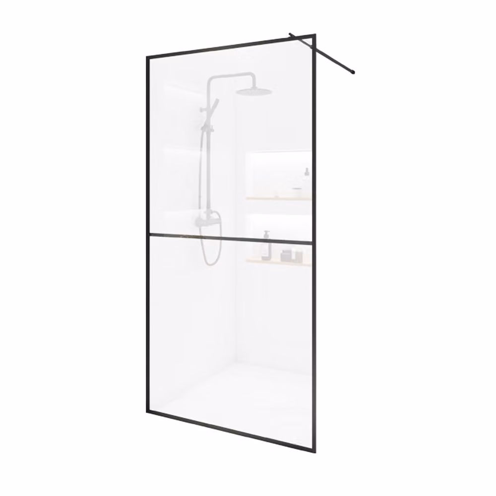 Home Deluxe - Cabina doccia - BAKI - larghezza: 130 cm, telaio nero, vetro trasparente, look 2-louvre - vetro temperato di sicurezza 10 mm I Cabina doccia, box doccia, porta doccia