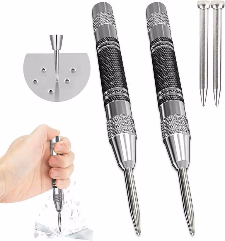 Utensile automatico con 2 punte intercambiabili per metallo, legno e vetro, 130 mm x 12 mm