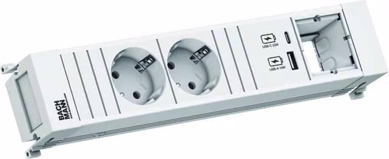 BACHMANN POWER FRAME 2xCEE7/3 1xCM 1xUSB A/C 22W 0,2m GST18 ws