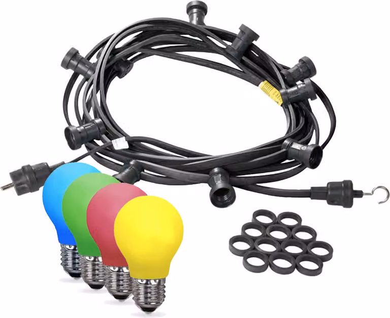Catena luminosa per feste 5m - Catena luminosa per esterni nera - Germany 5x luci a goccia LED colorate