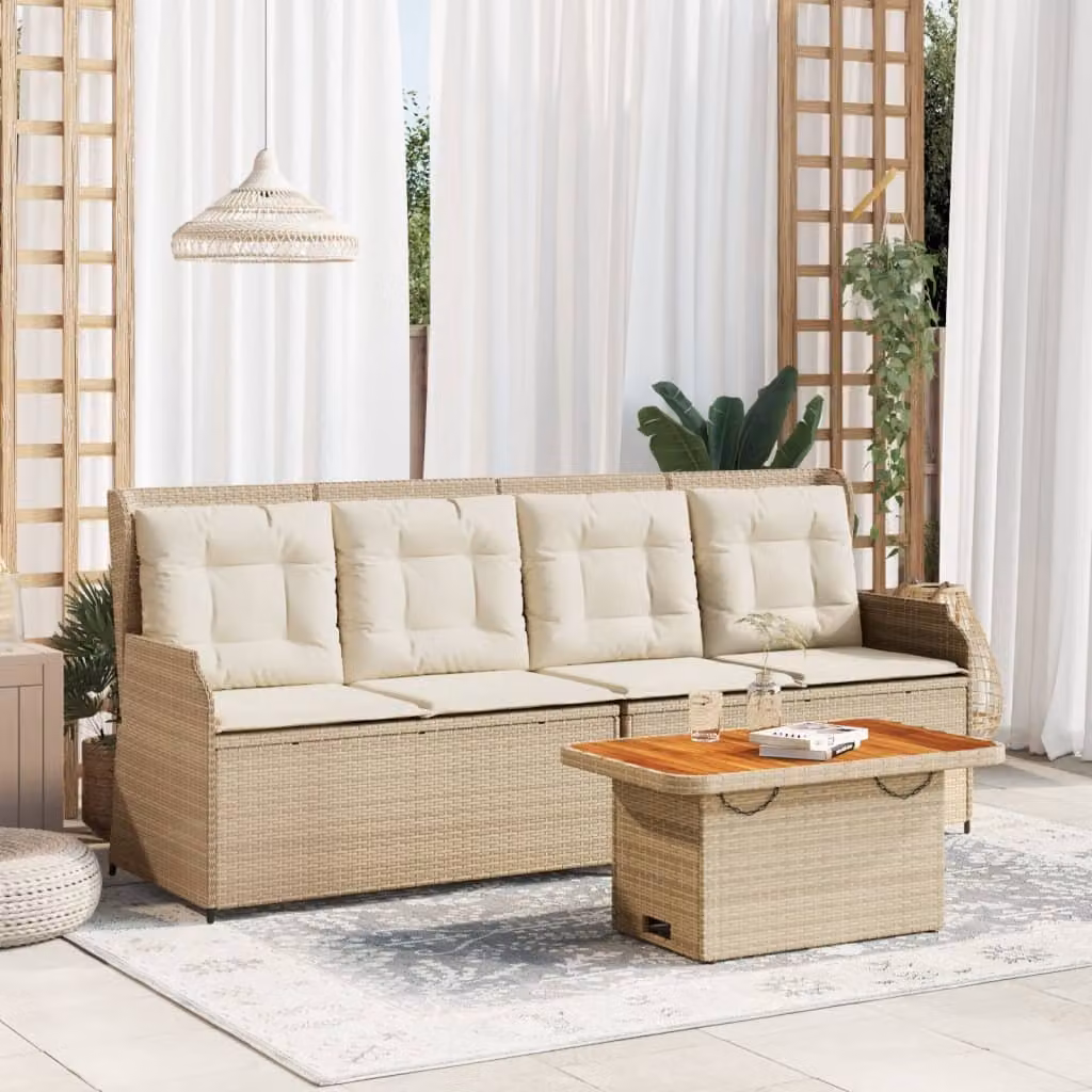 Maison Exclusive - Set Divani da Giardino 3 pz con Cuscini in Polyrattan Beige