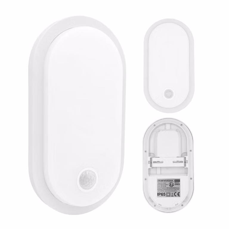 Lampada LED Maclean con sensore di movimento PIR, colore bianco, 10 W/15 W/18 W, grado di protezione IP65, temperatura di colore regolabile 3000/4000/6000 K, modello MCE534 W