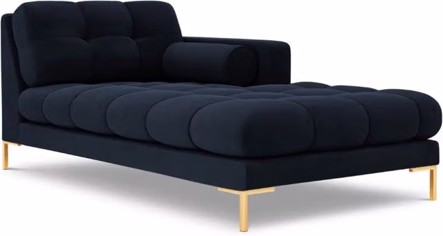 Chaise longue destra Bali di Cosmopolitan Design in velluto blu con struttura in metallo L/P/H: 164 x 102 x 75 cm
