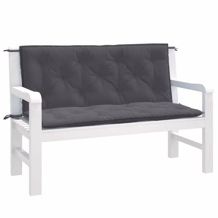 Set di 2 cuscini per panca da giardino vidaXL in tessuto resistente ai raggi UV, colore antracite, L 120 cm x P 50 cm x H 7 cm