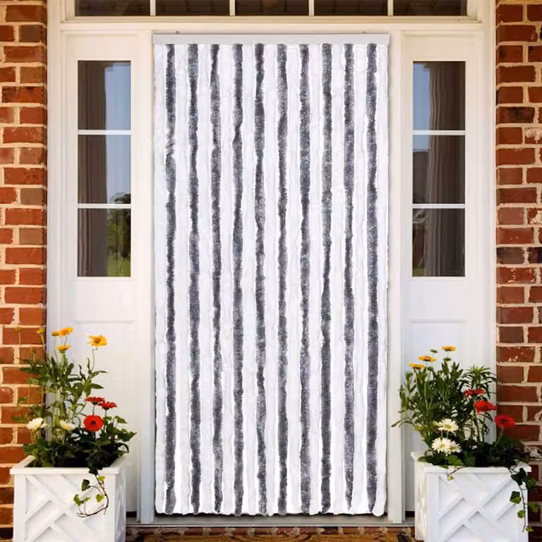 Zanzariera vidaXL a righe grigio e bianco in ciniglia, L 90 cm x H 200 cm