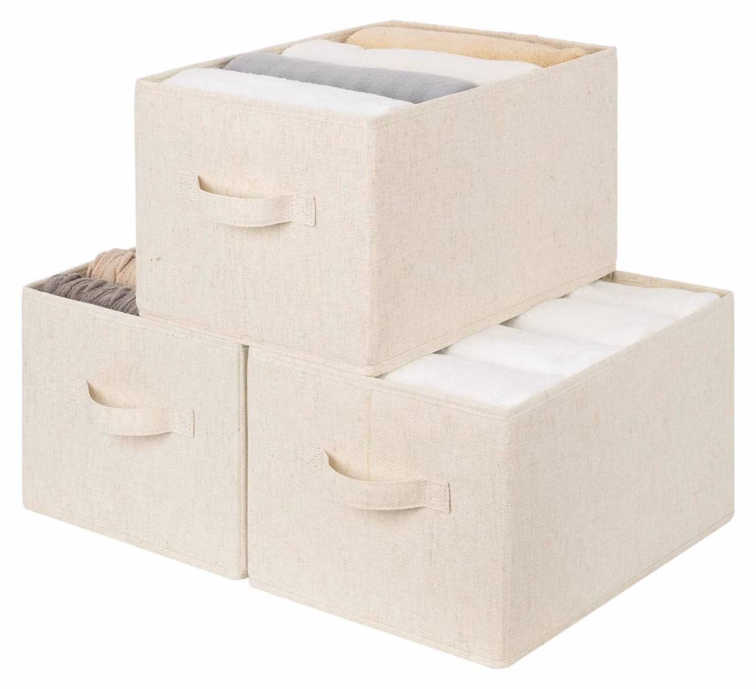 Solidchoice - Set di 3 ceste pieghevoli in tessuto