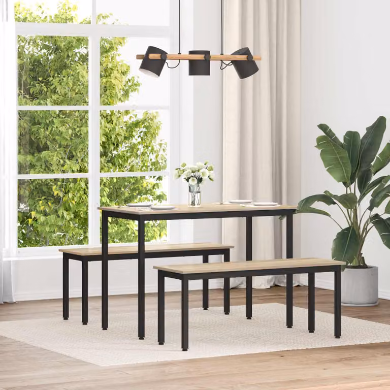 Panchina vidaXL in legno ingegnerizzato e metallo, colore Rovere Sonoma, L 110 x P 35 x H 45 cm