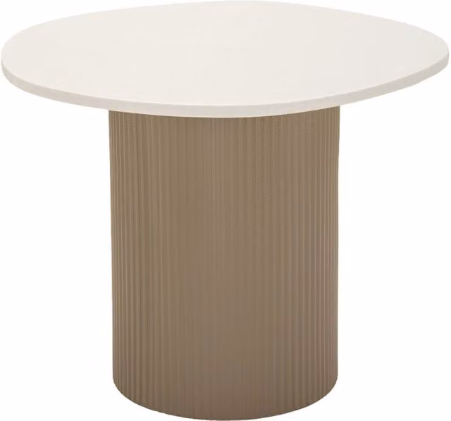 Tavolinetto Frankfurt Mauro Ferretti in marmo bianco e grigio, L: 46 cm, P: 48 cm, H: 39 cm