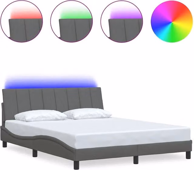 Letto matrimoniale | Letto per adulti | Giroletto senza Materasso Hanko Grigio Scuro 160x200 cm Tessuto