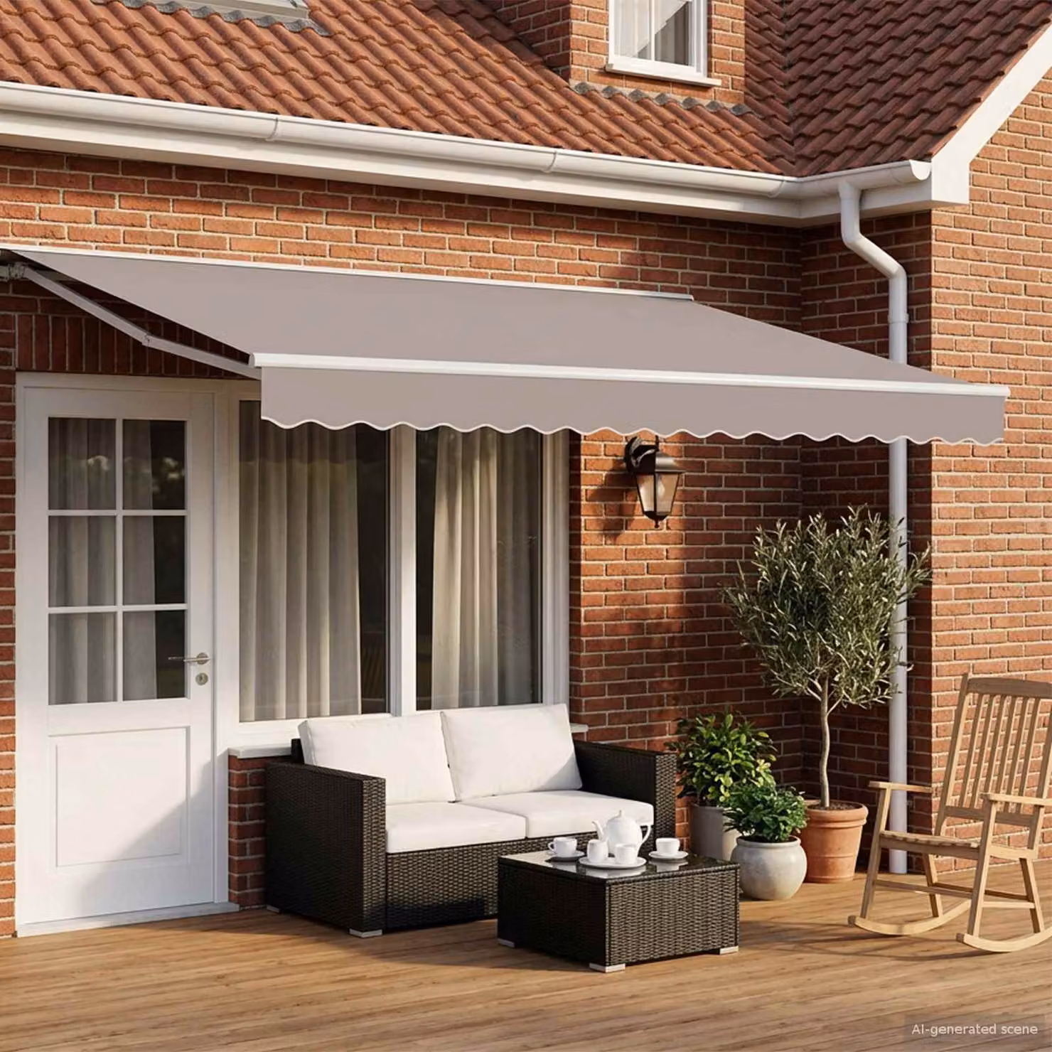 vidaXL Telaio per tenda da sole manuale in alluminio bianco L: 400 cm, P: 285 cm