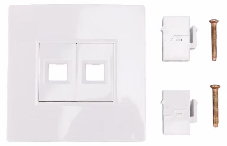 Piastra a muro Ethernet Cat6 a 2 porte, con connettore rimovibile a modulo Keystone compatibile con dispositivi Cat5, Cat5e, Cat6 e Cat6a