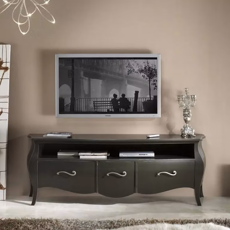 Mobile porta TV moderno in legno laccato nero Mobili 2G L176 x P45 x H62 cm