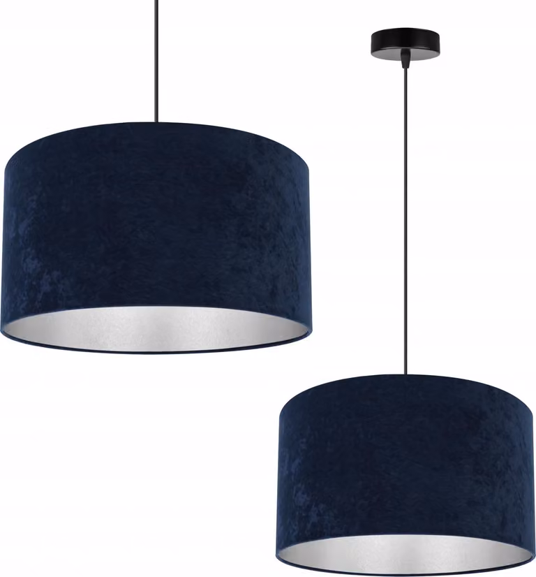 Lampada a sospensione, lampadario da soffitto, cromo, paralume in velluto