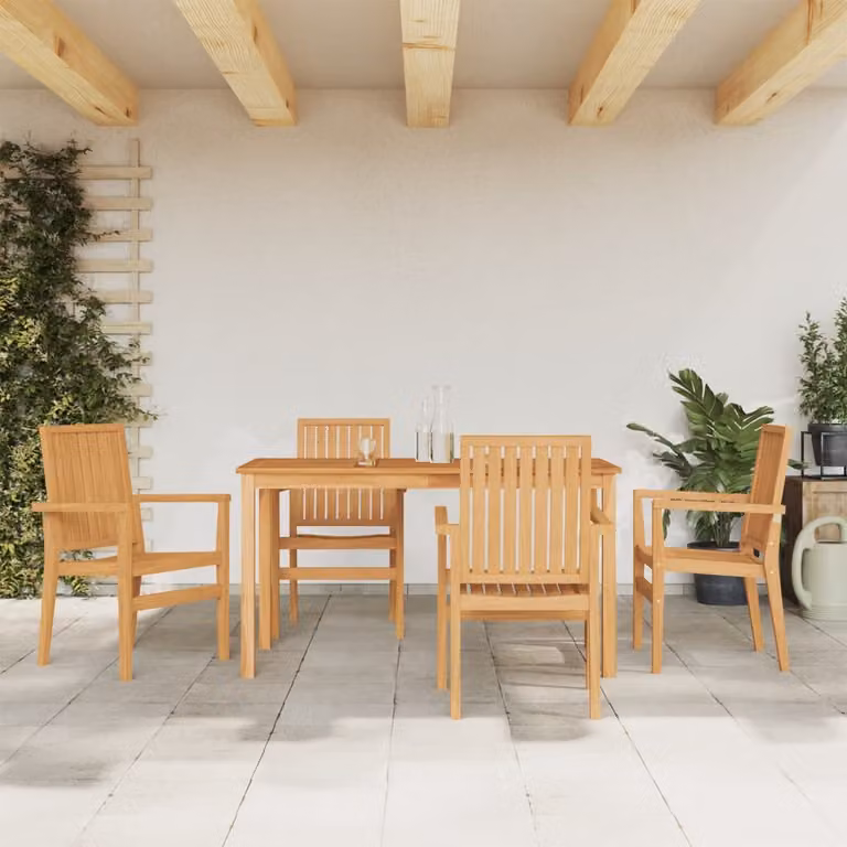 Set da pranzo per giardino vidaXL in legno di teak marrone, 5 pezzi