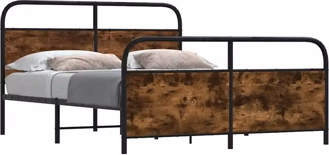 Giroletto senza Materasso in Metallo-Struttura Letto Rovere Fumo 193x203 cm 735528