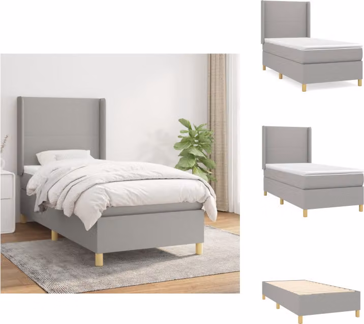 vidaXL Letto a molle con materasso grigio chiaro 80x200 cm in tessuto - Letti & strutture letto