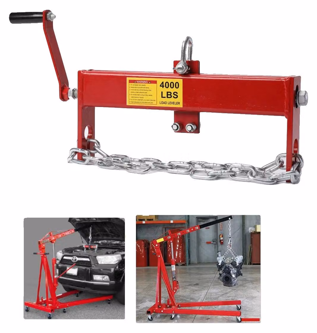 Sollevatore per motori, struttura in acciaio, capacità di carico 2 tonnellate, dimensioni 53 × 20 × 5 cm, compatibile con sollevatori per motori, include 2 catene di supporto
