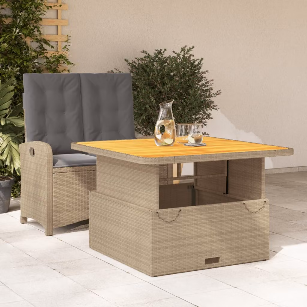 Set da pranzo da giardino vidaXL in legno di acacia oliato con cuscini beige e grigi – 1