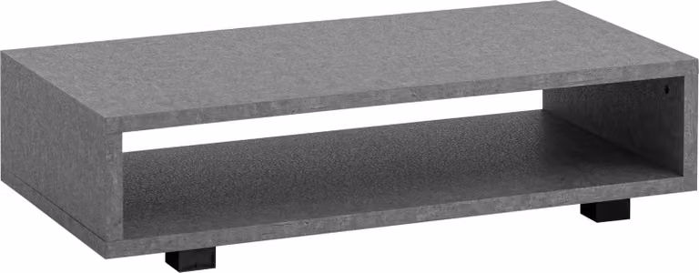WOHNLING Tavolino 100x50x25 cm Grigio Tavolino da divano effetto cemento Moderno Tavolo da soggiorno rettangolare con vano portaoggetti Tavolo da salotto Semplice Tavolo da caffè Grande