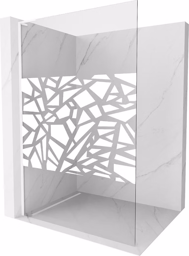 Mexen Kioto L pannello doccia Walk-in 120 x 200 cm, motivo bianco, bianco - 800-120-103-20-85