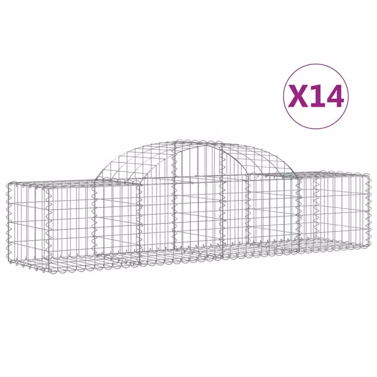 Cesti Gabbioni ad Arco 14 pz 200x50x40/60 cm Ferro Zincato