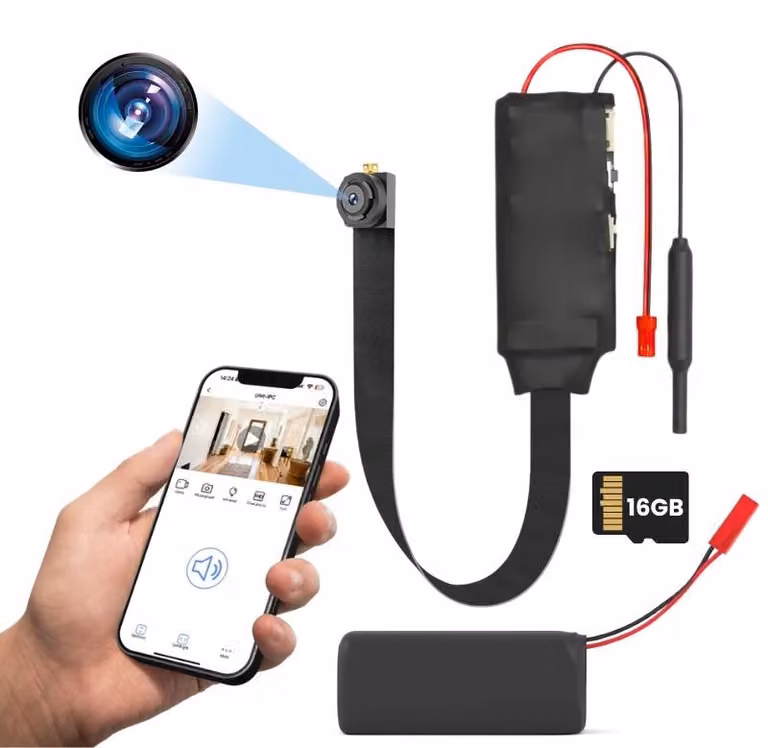 Mini modulo camera iUni IP40, Wi-Fi, 16GB, visualizzazione in diretta sul telefono