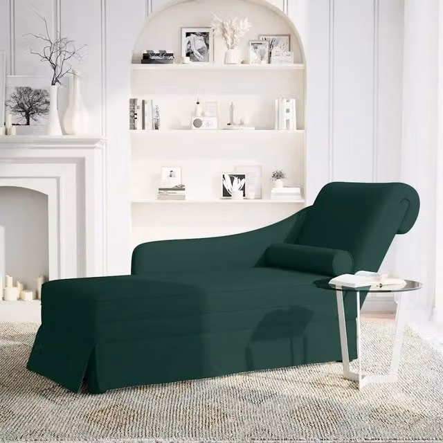 Sdraio moderna vidaXL in velluto verde con bracciolo destro e funzione letto L/P/H: 145 x 70 x 56 cm