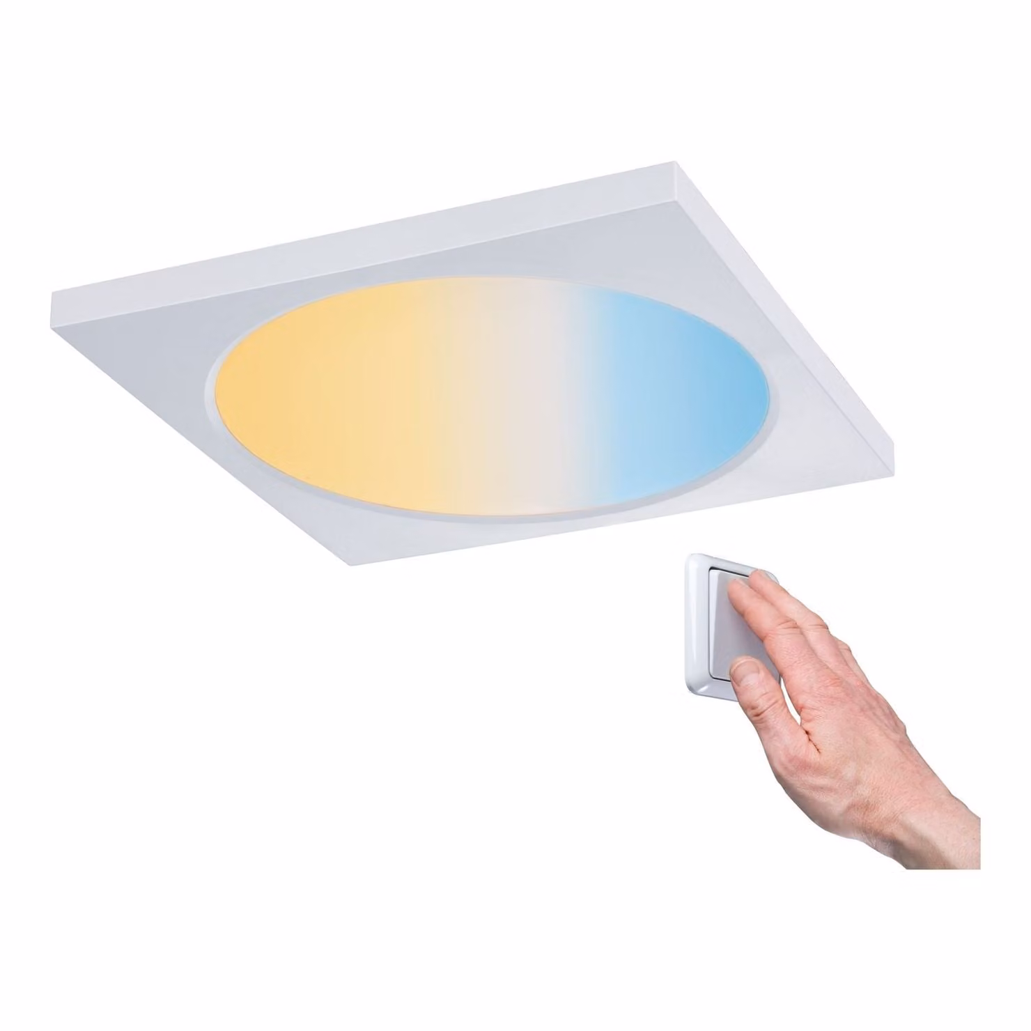 Pannelli a incasso Paulmann Premium, modello 92802, quadrati, bianco opaco, grado di protezione IP65, 900 lumen, 9W, temperatura di colore regolabile da 2000 a 4000K, 3 livelli di luminosità, equivalenti a 90W. Foro di montaggio: 15 cm