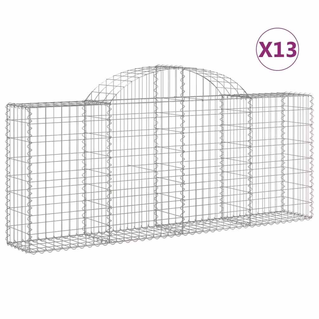 Cesti Gabbioni ad Arco 13 pz 200x30x80/100 cm Ferro Zincato