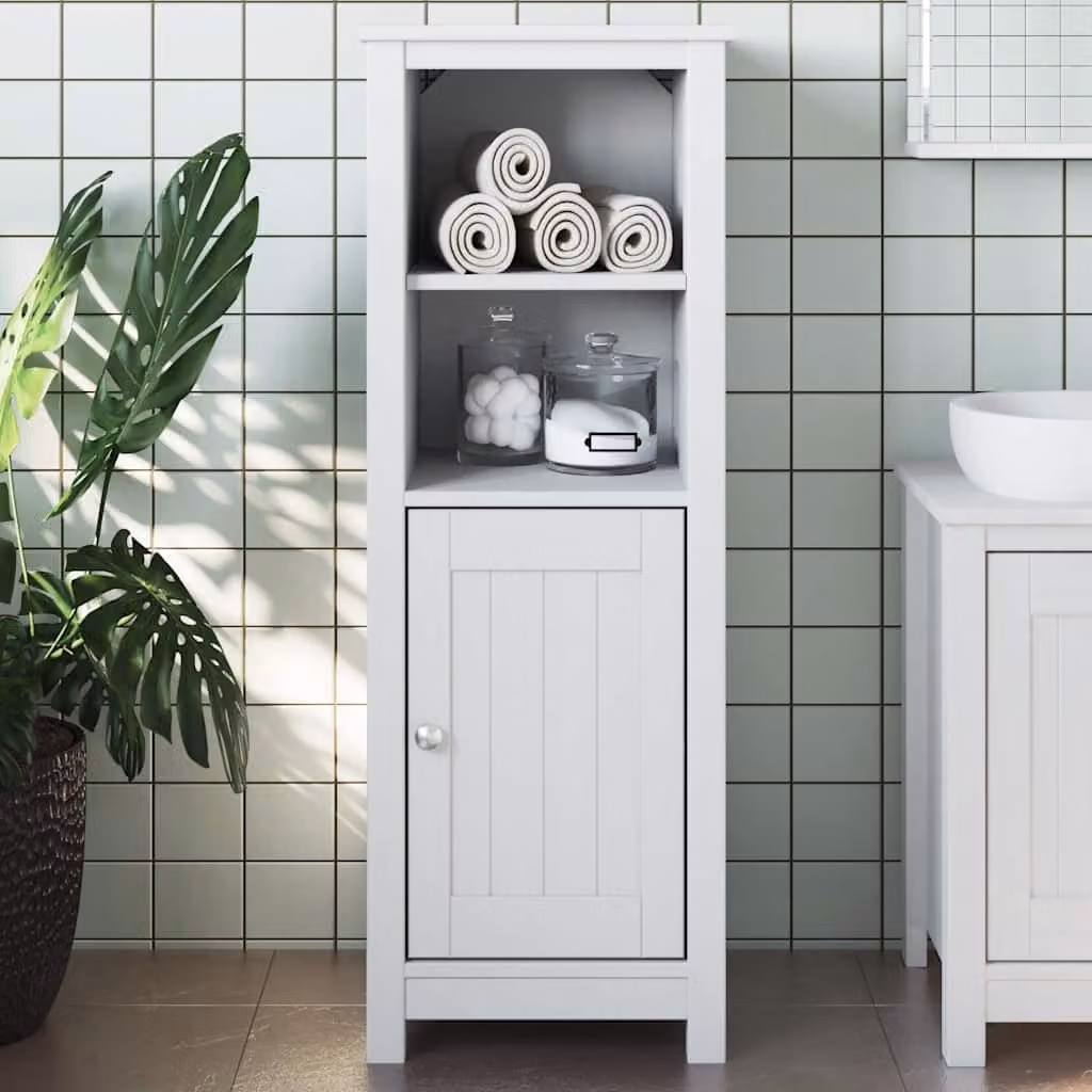 Mobile da bagno BERG vidaXL in legno di pino bianco L 40 cm, P 34 cm, H 110 cm