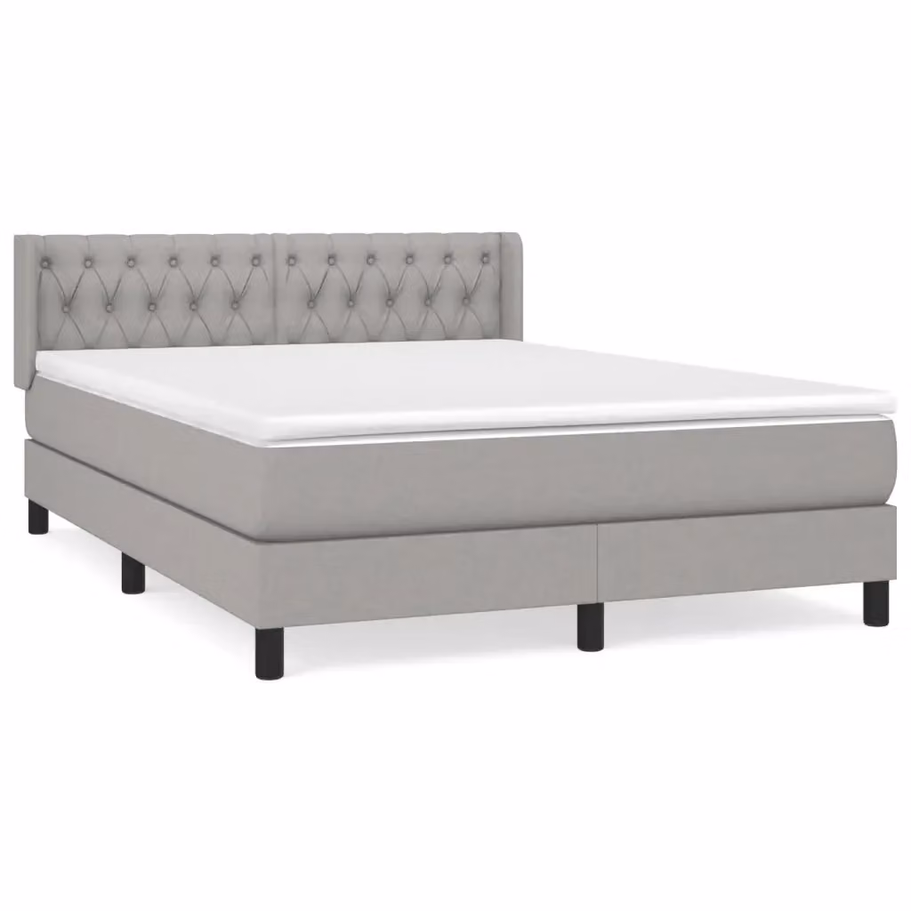 Letto Ibrido vidaXL con Materasso a Molle in Tessuto Grigio e Bianco L/P/H: 193 x 147 x 88 cm – 2