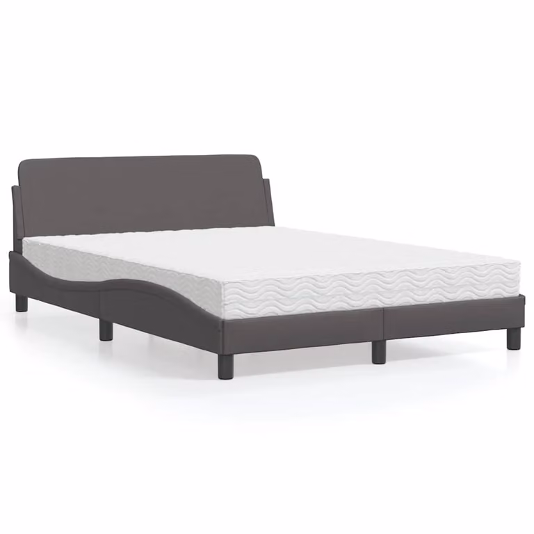 Letto con Materasso Dover vidaXL Grigio in Similpelle L/P: 140 x 190 cm