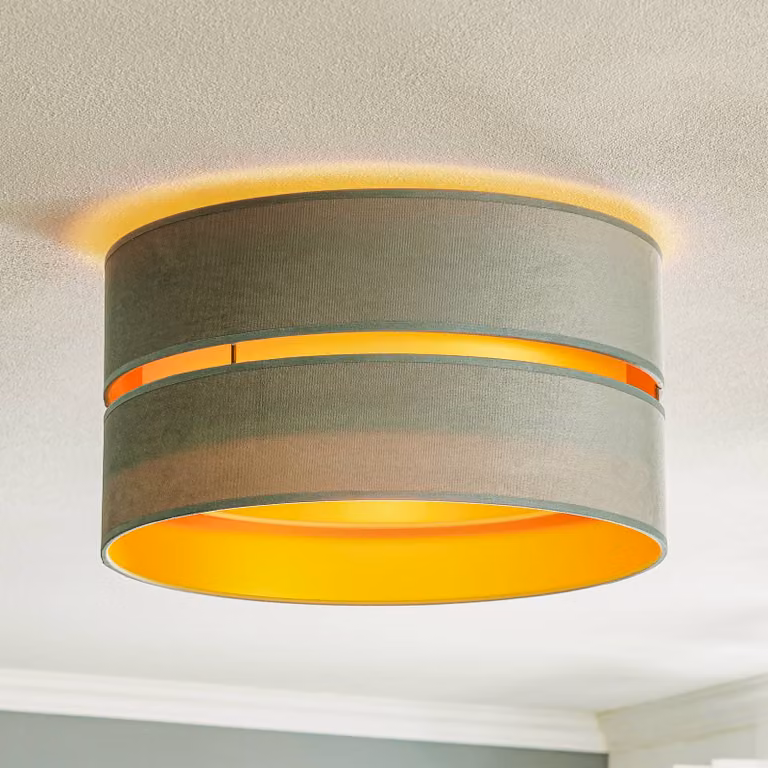 Plafoniera soffitto Golden Duo Duolla, dimmerabile, Verde, Soggiorno / Sala da pranzo, Tessuto / Stoffa / Seta, Plafoniera
