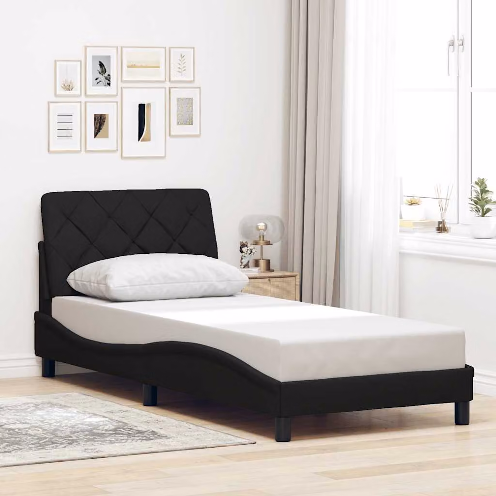 vidaXL Giroletto senza Materasso Nero in Tessuto 90x190 cm – 1