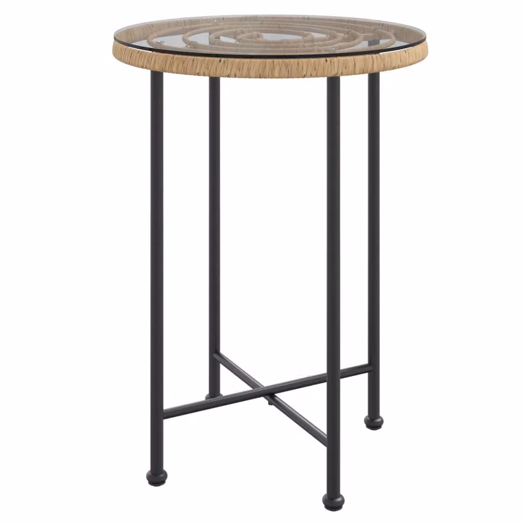 Tavolo da Pranzo Ø55 cm Vetro Temperato e Acciaio