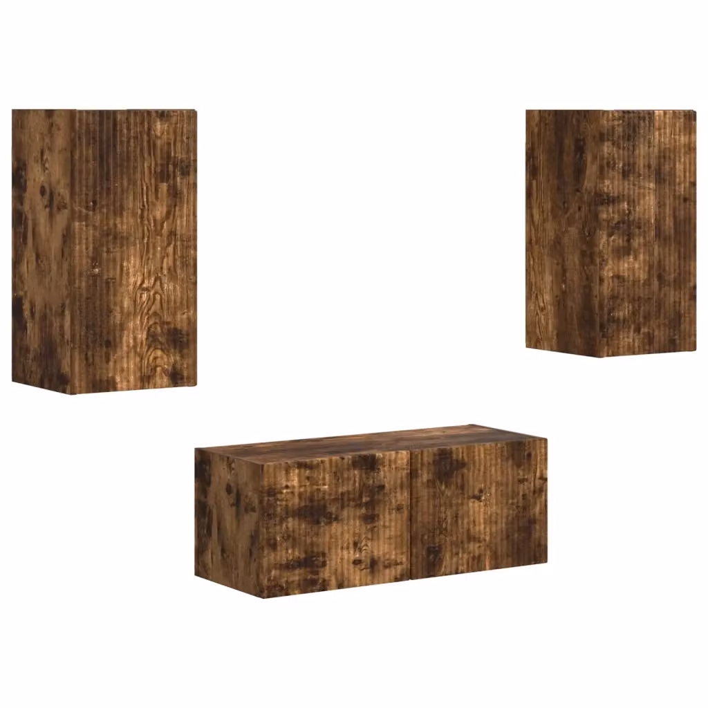 Set di 2 mobili TV moderni vidaXL in legno MDF color rovere fumé marrone – 2