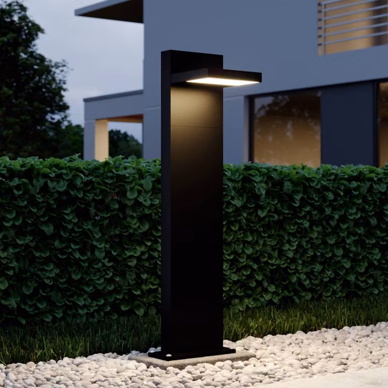 Lampioncino da giardino Silvan Lucande, Nero, Alluminio, Moderno, Lampada LED da esterni