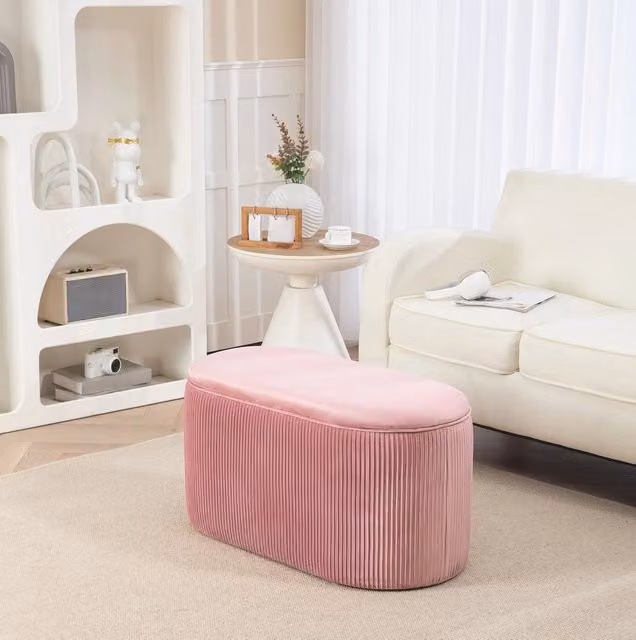 Panca contenitore 81x40x41 cm rosa – seduta imbottita, stile rétro con vano