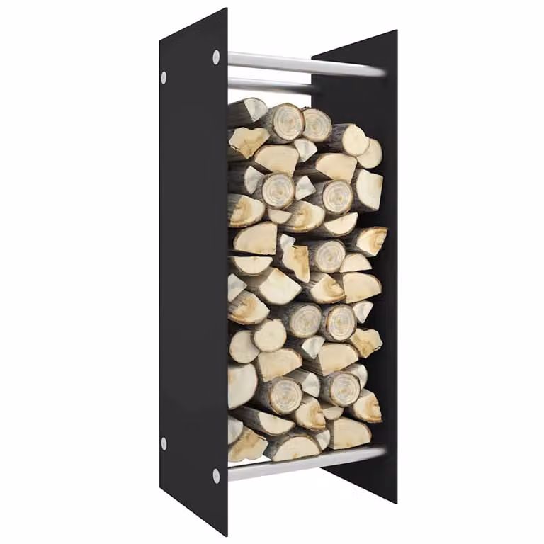 Porta Legna vidaXL Nero in Vetro Temperato L/P/H: 40 x 35 x 100 cm