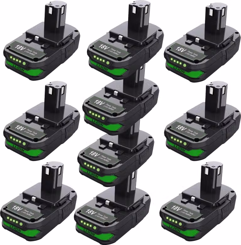 Pacco batterie per utensili elettrici - Batteria di ricambio Li-Ion da 18 V - 3,0 Ah Confezione da 10 - Compatibile con P107 P108 RB18L50 - Arancione