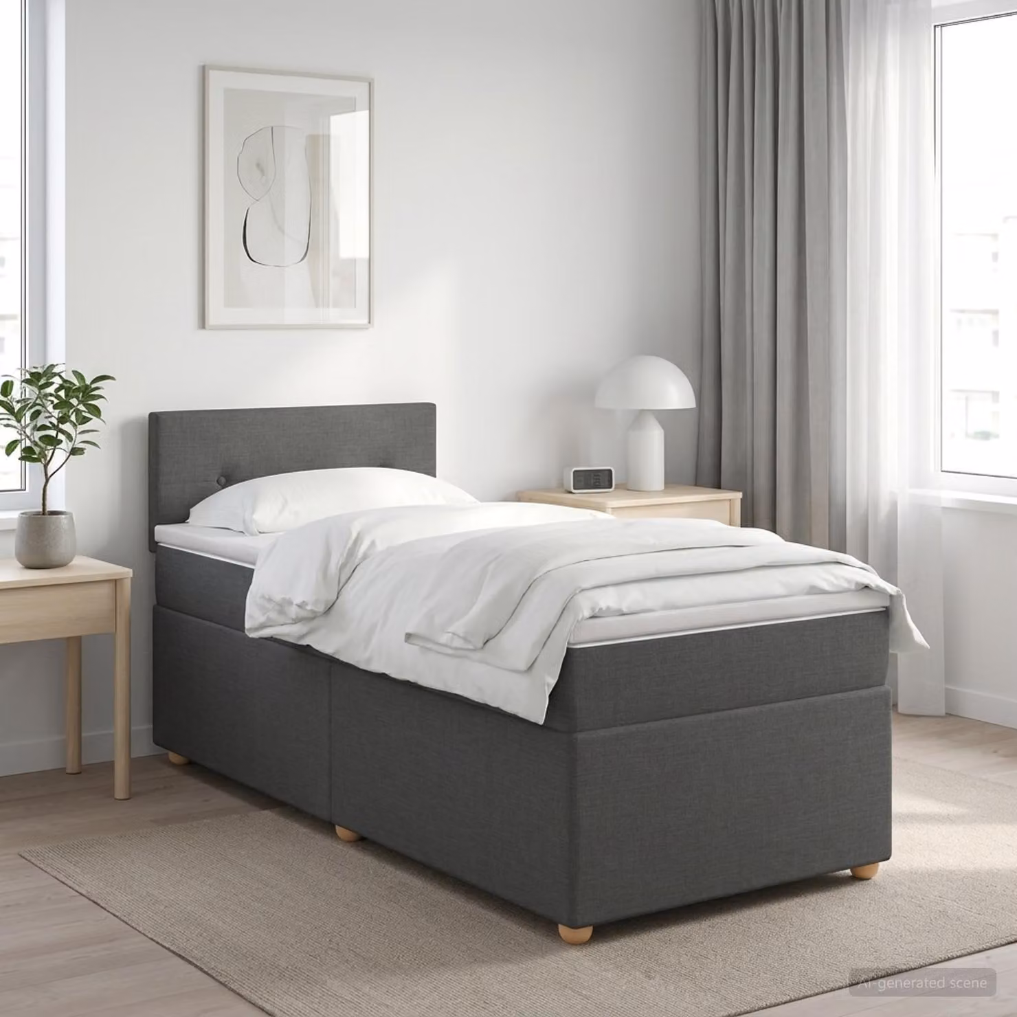 Maison Exclusive - Letto boxspring con materasso grigio scuro 100 x 200 cm tessuto