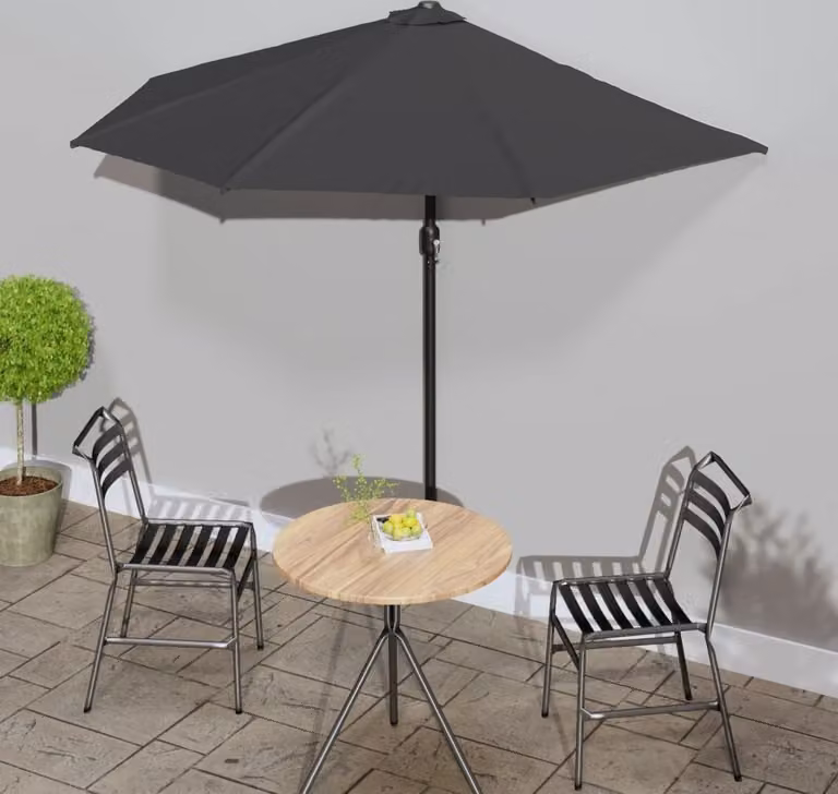 The Living Store Ombrellone da balcone con palo in alluminio antracite 270x144 cm Mezzo tondo