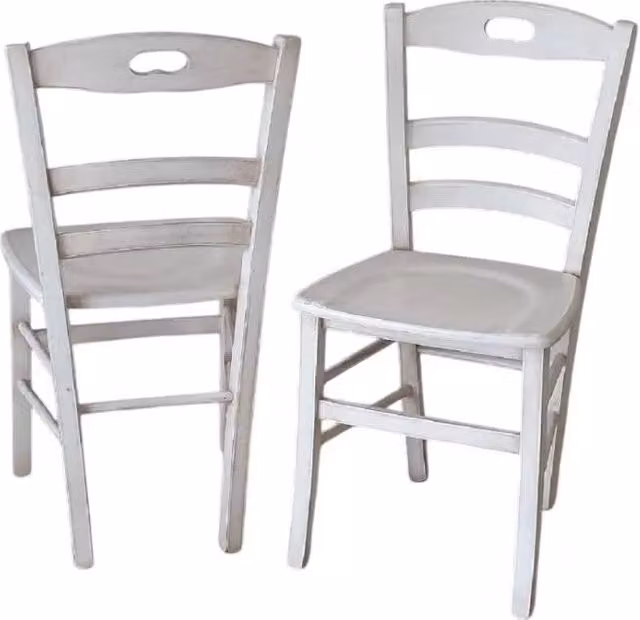 Set di 2 sedie in legno di faggio stile shabby chic bianco lacca Mobili 2G L/P/H: 43 x 46 x 89 cm – 2