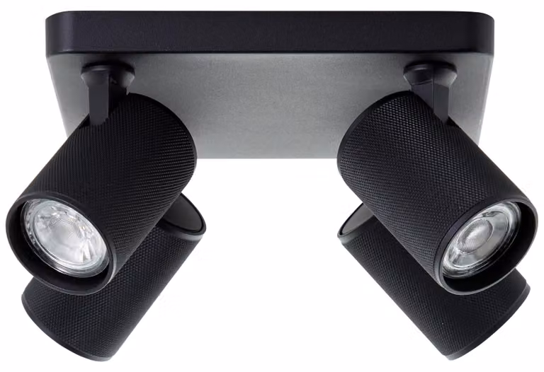 Brilliant Lampe Marty Pannello faretti LED 4flg nero sabbia nero 4x GU10, 10 W, lampadina LED inclusa e sostituibile