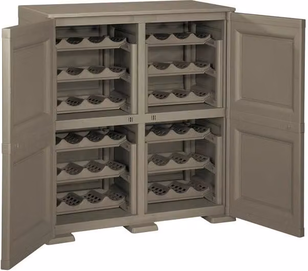 Armadio portabottiglie Tontarelli con anta liscia, cantinetta modulare chiusa per soggiorno e zona pranzo, colore marrone Wengé, L: 79 cm, P: 43 cm, H: 85,5 cm – 1